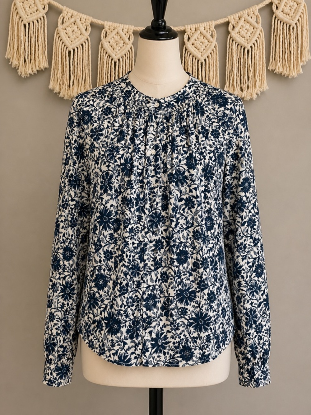 Primark Navy and White Floral Blouse